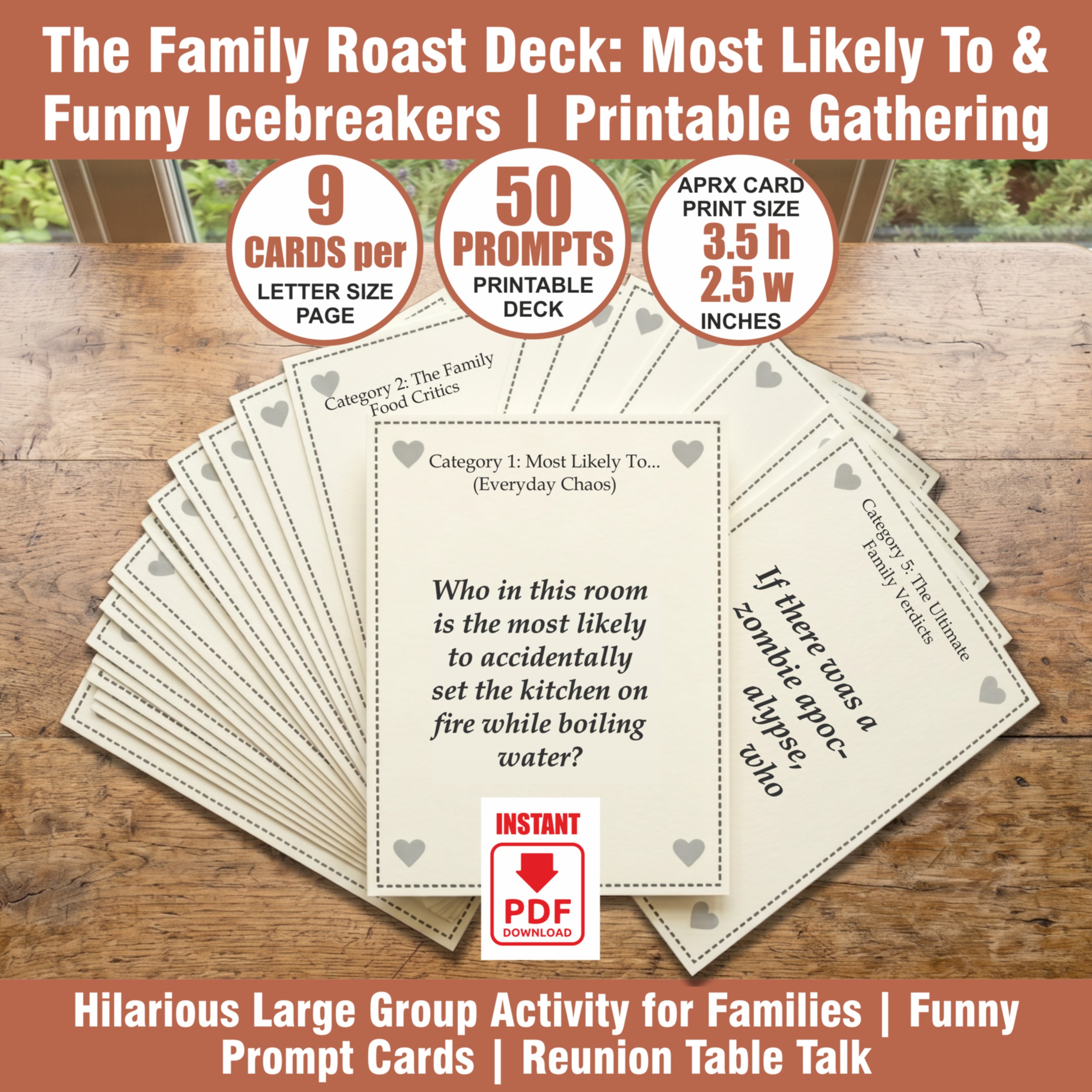 The Family Roast Deck: Most Likely To & Funny Icebreakers | Printable Gathering PDF